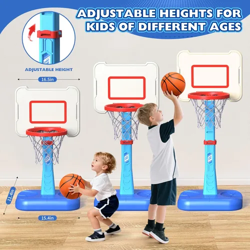 Miniatura 3 de Aro de baloncesto para niños pequeños de interior para edades 1, 2 y 3 años, aro de baloncesto ajustable para niños, mini aro de baloncesto con 3