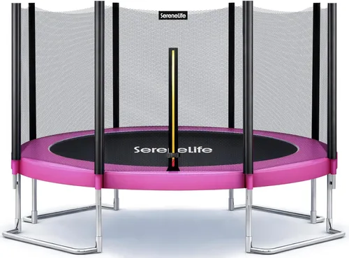 Miniatura 10 de SereneLife Trampolín para exteriores de 8 pies, 10 pies, 12 pies, 14 pies con red, escalera y revestimiento antioxidante, trampolines recreativos