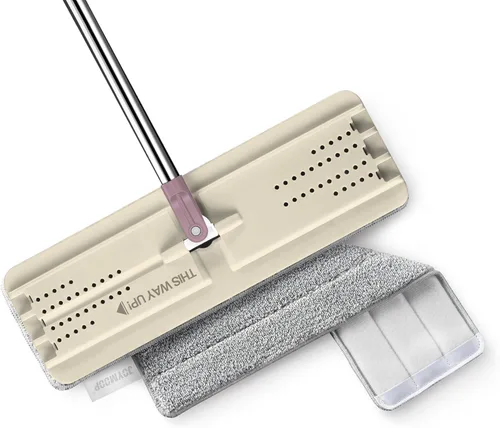 Miniatura 9 de JOYMOOP Trapeador plano, trapeadores de microfibra para limpieza de suelos, mango largo de 60 pulgadas con cabezal plano flexible de 13 pulgadas