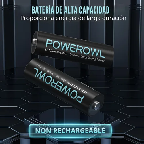 Miniatura 2 de Baterías de litio POWEROWL AA de alta capacidad de larga duración, batería doble A de 1.5V para dispositivos de alta tecnología - Paquete de 8