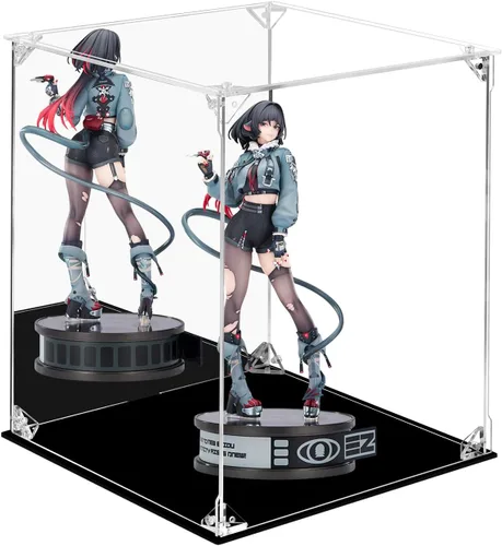 Miniatura 13 de Vitrina de acrílico transparente para figuras de acción con parte trasera espejada, caja de almacenamiento a prueba de polvo, estuche de vidrio