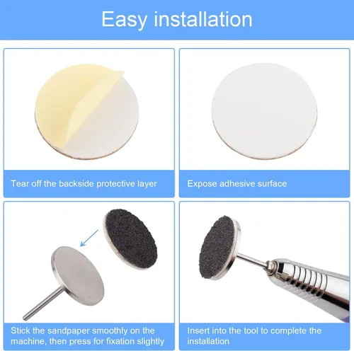 Miniatura 7 de Discos de papel de lija con broca de metal para uñas, discos de papel de lija de 0.984 in, discos de papel de lija para manicura y pedicura, #80 #
