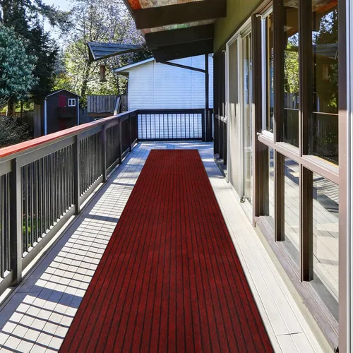 Alfombra de pasillo de 2 x 6 pies para interiores y exteriores, perfil bajo, pasillo, cocina, patio, terraza, caravana, entrada, garaje, con Rayas