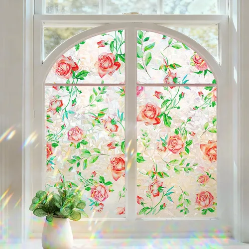 Miniatura 14 de Coavas Película de privacidad para ventana, adhesivo estático de vidrio esmerilado, decorativo para cubierta de puerta de baño, adhesivo para Puro