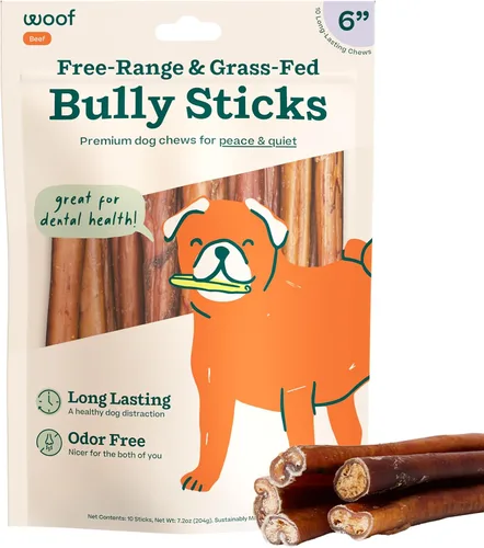 WOOF Golosinas de huesos masticables para perros - Palitos masticables para perros - Golosinas masticables duraderas para perros - Hechas con carne