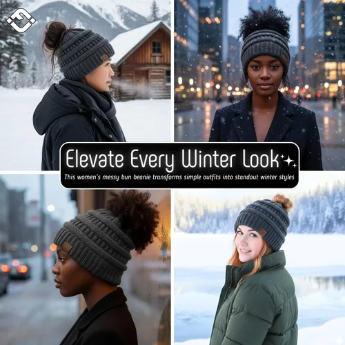 Miniatura 162 de Funky Junque - Gorro para mujer con ranura para cola de caballo