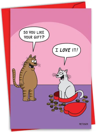Miniatura 7 de NobleWorks Tarjeta de felicitación del día de San Valentín con sobre de 5 x 7 pulgadas para hombres, mujeres y parejas (1 tarjeta) caja de gato
