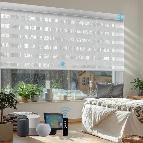 Miniatura 26 de SmartWings Persianas motorizadas de cebra con cenefa funcionan con Homekit Thread Alexa Z-Wave Smart de doble capa con control remoto, persiana