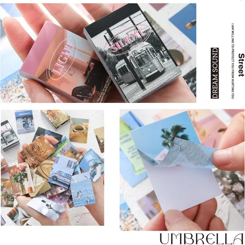 Miniatura 4 de 6 Juegos de 300 Piezas Libro de Calcomanías Washi para Diario, Paisajes Diarios Cosas de la Vida Viajes Calcomanías Vintage Estética Moda Juego