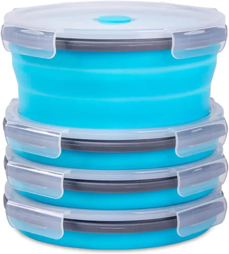 Miniatura 22 de Recipientes plegables extra grandes para almacenamiento de alimentos con tapa y ventilación de aire, 58 oz, paquete de 4, recipiente plegable XL