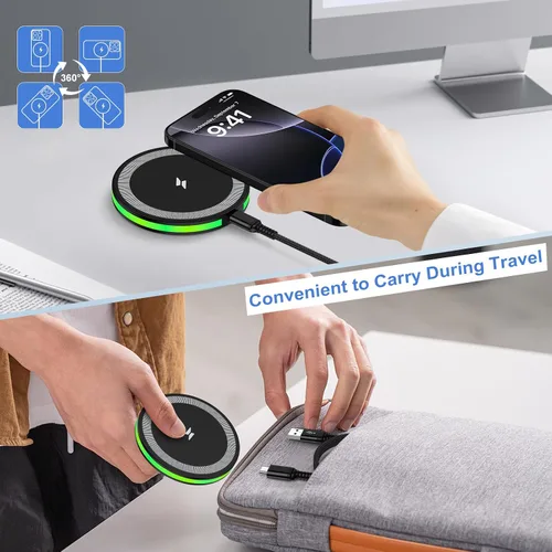 Miniatura 7 de Samsung S26 Ultra Cargador inalámbrico Almohadilla de carga rápida de 15 W para Galaxy S26+ S25 Ultra FE S25+ Z Fold Flip7 S24 Ultra S24+ S23, Pixel