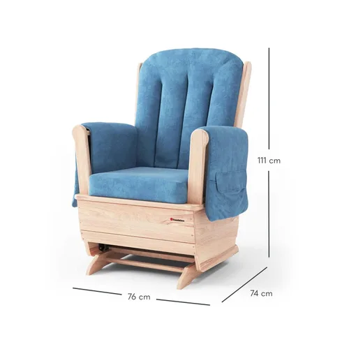 Miniatura 2 de Foundations SafeRocker - Balancín deslizante estándar con base de madera, cojín de microfibra azul