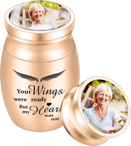 Miniatura 9 de Dletay Urnas pequeñas para cenizas humanas, recuerdo de 1.6 pulgadas, de acero inoxidable, mini urna conmemorativa de mariposa para mujeres y hombres