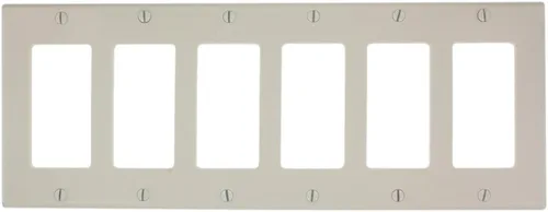 Miniatura 3 de Leviton 80436-W - Placa decorativa GFCI para pared, tamaño estándar, con 6 ventanas, termoestable, montaje para dispositivo, color blanco