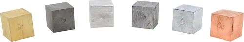 Eisco Labs - Cubos de densidad, juego de 6 metales, lados de 0.8 pulgadas (20 mm) - Latón, plomo, hierro, cobre, aluminio, zinc - Para usar con