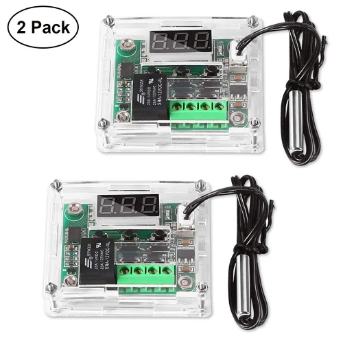Miniatura 5 de UMLIFE 2 piezas de módulo controlador de temperatura con estuche, XH W1209 pantalla LED módulo termostato digital con sonda NTC impermeable -50~110℃