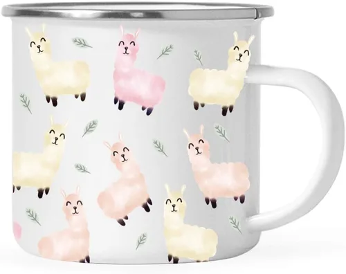 Andaz Press Taza de café de acero inoxidable con temática de alpaca de llama de 11 onzas, regalo de broma, colorido bohemio con gráficos de llama y