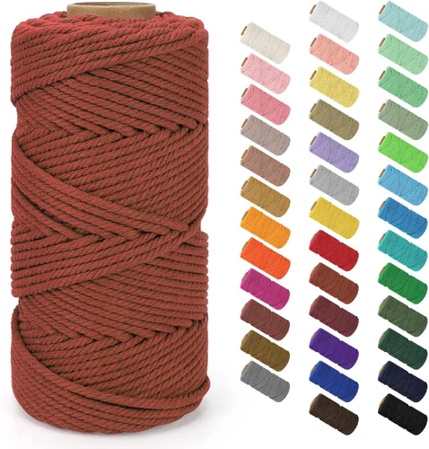 Miniatura 131 de Cordón de macramé de 0.079 in x 380 yardas (1140 pies), cuerda de algodón natural para colgar en la pared, ganchos de plantas, manualidades, Beige