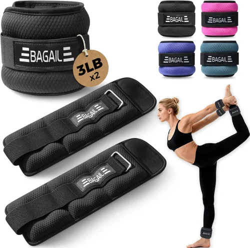 Miniatura 31 de BAGAIL Pesas de tobillo para mujeres y hombres, un par de pesas de 1/2/4/6/8/10 libras con diseño elegante y ajuste seguro para caminar, correr