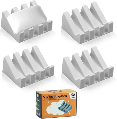 Miniatura 56 de Jabonera Autodrenante con Soporte, Jabonera de Silicona, para Baño, Cocina, Esponjas, Puede Extender la Vida del Jabón, Mantiene las Barras de Jabón