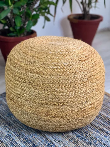 Miniatura 7 de Chardin home - Puf otomano trenzado natural - Acogedor y bohemio de yute/cáñamo hecho a mano, asientos casuales para el hogar, oficina, dormitorio