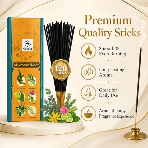 Miniatura 5 de Paquete de regalo de incienso de aromaterapia – 120 varillas naturales (6 cajas) – Relajante, alivio del estrés, meditación, refrescante