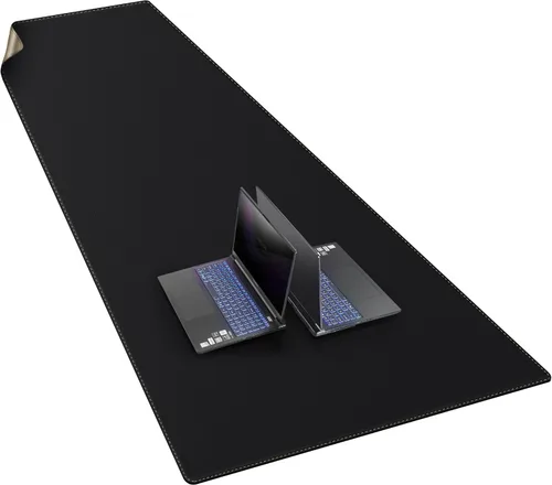 Miniatura 40 de MAIDERN Cubierta de mesa estrecha de 39.4" x 7.9", tapete reversible de cuero y corcho para mesa consola, protector de mesa largo y delgado