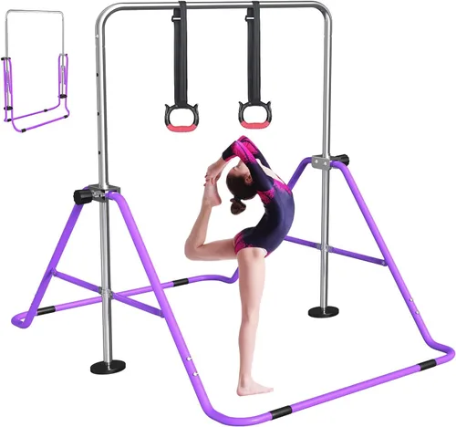 Miniatura 11 de FBSPORT Gymnastics Bar for Kids, Adjustable Height Gymnastic Horizontal Bars,Junior Training Bar Children Folding Training Monkey Bars for Home Using