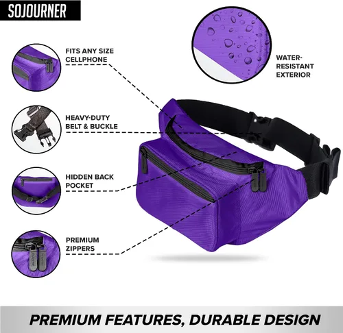 Miniatura 3 de Riñonera para hombres y mujeres Riñonera Riñonera ligera para viajes, deportes, senderismo, Morado - Sólido, talla única