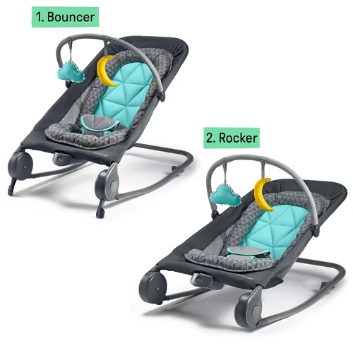 Miniatura 2 de Summer Infant 2-en-1 Mecedora y Silla Balancín Duo (Gris y Azul Agua) Mecedora y Balancín Conveniente y Portátil para Bebés Incluye Juguetes Suaves