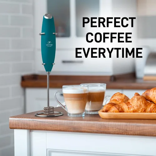 Miniatura 450 de Zulay Milk Boss Espumador de leche potente manual, hace espuma para latte, batidor para mezclar bebidas, café, miniespumador para capuchino, frappé