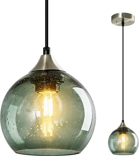 Miniatura 49 de Luces colgantes de vidrio marrón claro, iluminación de isla de cocina, lámparas colgantes de globo, iluminación colgante moderna para dormitorio