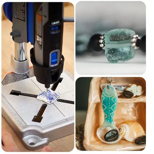 Miniatura 5 de Drilax Juego de 10 brocas de diamante 0.069 pulgadas y 0.079 pulgadas (5 de cada uno) para la fabricación de joyas, vidrio marino, piedra, conchas