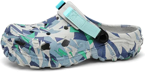 ihinzry Zuecos de jardín para hombre, sandalias de playa para hombre, pantuflas de exterior con correa ajustable