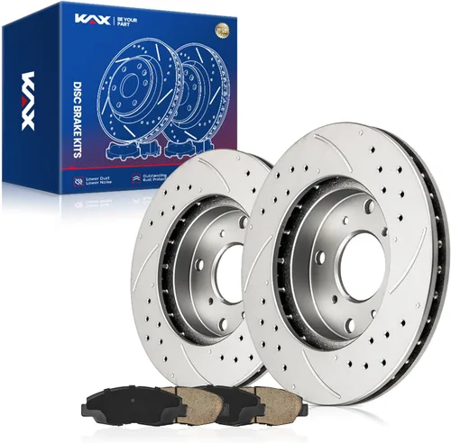 Miniatura 33 de Kit de freno delantero KAX, rotores de freno ranurados y con hendiduras, pastillas de freno cerámicas Compatible con Honda Accord 1990 1991 1992