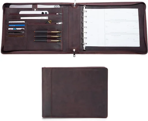 Miniatura 10 de Carpeta personalizada con 7 anillos, soporte de cuero vegano grabado para chequera, 3 en una página para 600 cheques (9 x 13 pulgadas), carpeta