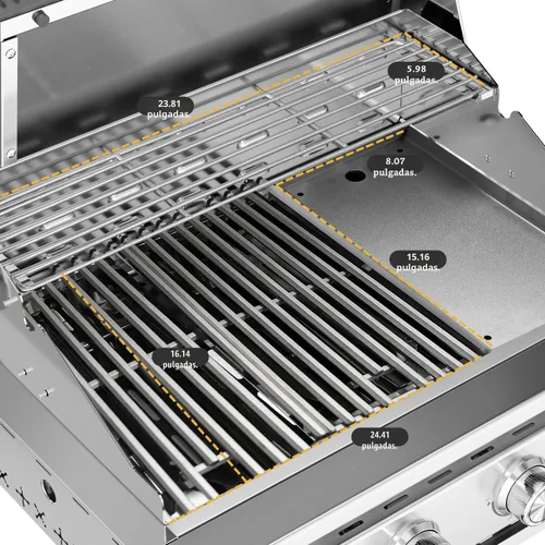 Miniatura 3 de Parrilla de gas propano incorporada premium de 4 quemadores, acero inoxidable 304 todo engrosado, 32,000 BTU con 516 pulgadas cuadradas de espacio