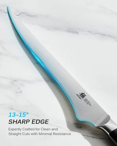Miniatura 3 de KYOKU Cuchillo deshuesador de 6,5 pulgadas de la serie Samurai, cuchillo de filetear con mango de madera de Pakka, acero de alto carbono