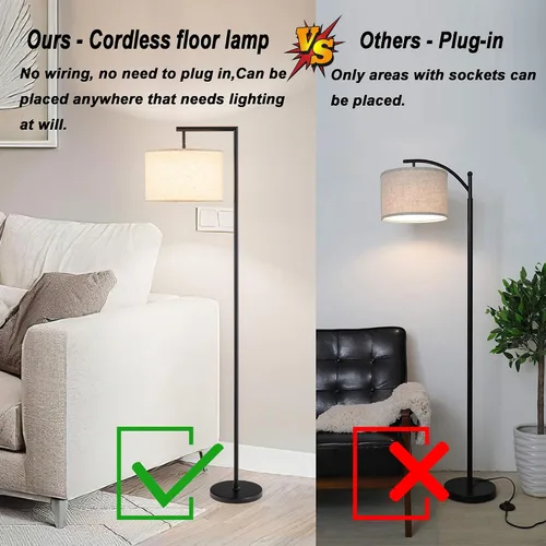 Miniatura 3 de Lámpara de pie inalámbrica regulable que funciona con pilas con control remoto Lámpara de pie de arco con cabeza ajustable para dormitorio y sala
