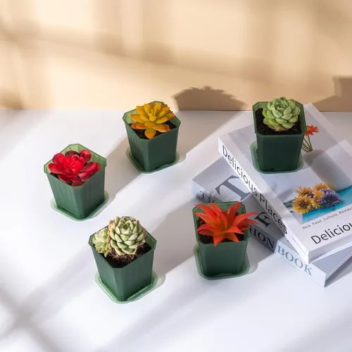 Miniatura 7 de Macetas de vivero transparentes verdes de 3 pulgadas de Foxany, 30 piezas de maceta de plástico grueso, paquete variado de macetas cuadradas