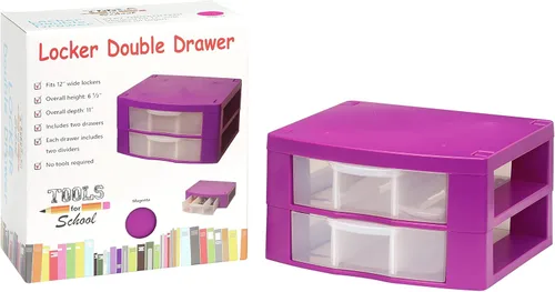 Miniatura 7 de Organizador de casillero con dos separadores de cajones extraíbles, cajones de almacenamiento ajustables, hecho de plástico ABS resistente