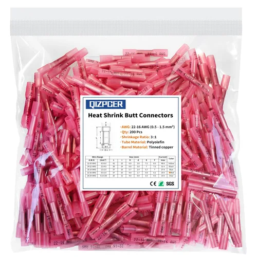 Miniatura 9 de 100 piezas conectores de tope amarillos termorretráctiles, terminales de crimpado impermeables de 12-10 AWG, conectores de cable eléctrico, empalme