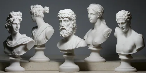 Miniatura 2 de greekartshop Conjunto 5 Busto Cabeza Dios Zeus Artemisa Afrodita Hermes Apolo Estatua Griega Romana Blanco