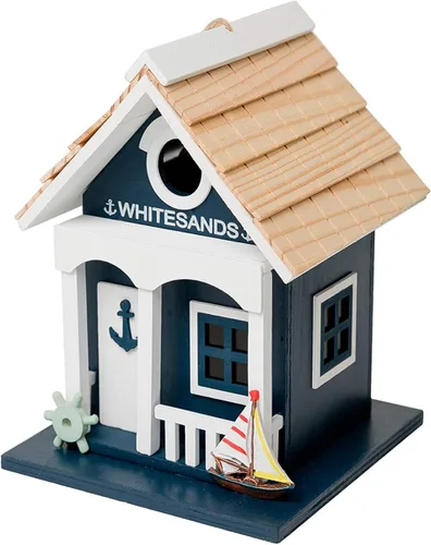 Miniatura 12 de MEWANG Comedero colgante para pájaros al aire libre, casa decorativa de madera para pájaros sin cámara para colibríes, cardenales y pájaros azules