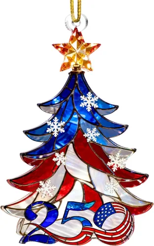 Miniatura 13 de Adorno de 250 aniversario de Estados Unidos, adorno para árbol de Navidad de Estados Unidos, 250 adornos de Navidad de bandera patriótica