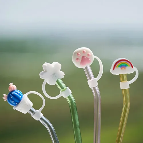 Miniatura 3 de TEONEI Tapas de paja con forma de cactus, cubiertas de punta de pajita, tapas reutilizables para popotes para beber, tapas para popotes de 0.71 a