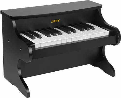 Teclado de Piano para Niños ZIPPY, Piano Digital de 25 Teclas para Niños, Mini Instrumento Educativo Musical de Juguete, Juguete de Madera para Negro