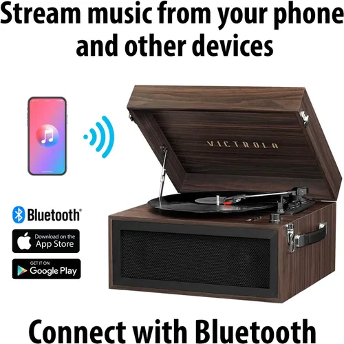 Miniatura 2 de Victrola Liberty – Reproductor de discos Bluetooth – Giradiscos 5-en-1 con transmisión de vinilos, radio FM, reproducción USB, altavoces integrados