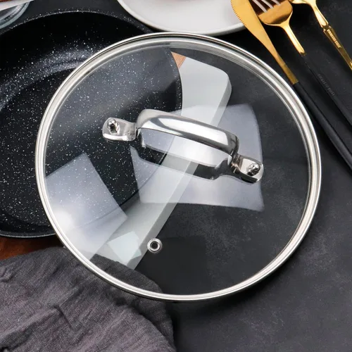 Miniatura 6 de Tapa de vidrio templado de 10 pulgadas con orificio de ventilación de vapor, olla universal de repuesto para utensilios de cocina transparente