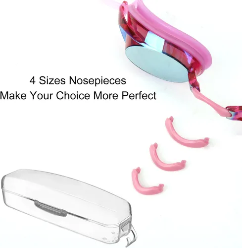 Miniatura 6 de Gafas de natación, paquete de 2 gafas de natación antivaho con protección UV sin fugas para adultos, hombres, mujeres, jóvenes Magenta y negro
